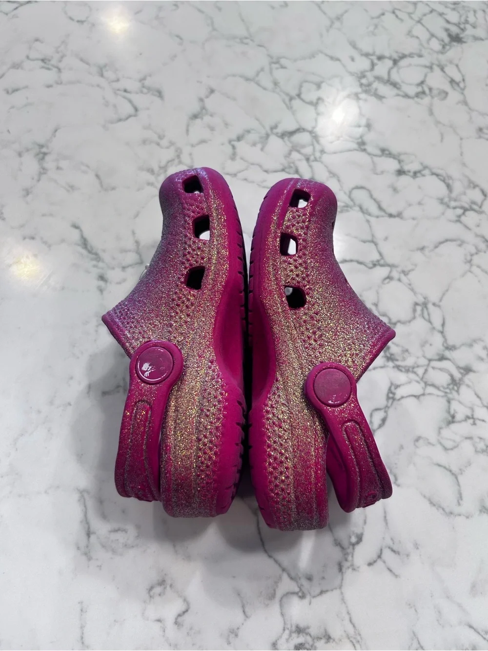 Crocs Pink Glitter Classic Clog Sandals Size 8C